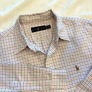 Vtg Polo Ralph Lauren Mens XL Striped Button Down Shirt Blue Pink 100% Cotton